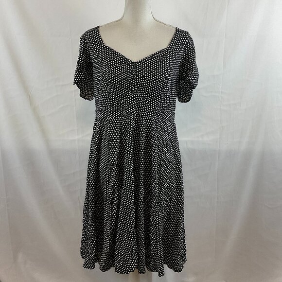 Torrid Polka Dot Dress 1 Black White Sweetheart Neck Short Sleeve Fit & Flare - Picture 1 of 12
